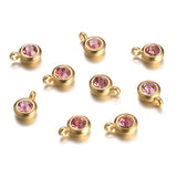 20pcs 6mm Stainless Steel Round Crystal Pendant Zircon Charms DIY Accessories