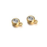 20pcs 6mm Stainless Steel Round Crystal Pendant Zircon Charms DIY Accessories