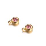 20pcs 6mm Stainless Steel Round Crystal Pendant Zircon Charms DIY Accessories