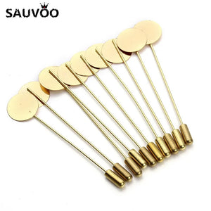 20pcs Safety Pin Brooch Base for DIY Jewelry with 15mm Flat Pad