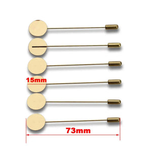 20pcs Safety Pin Brooch Base for DIY Jewelry with 15mm Flat Pad