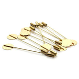 20pcs Safety Pin Brooch Base for DIY Jewelry with 15mm Flat Pad