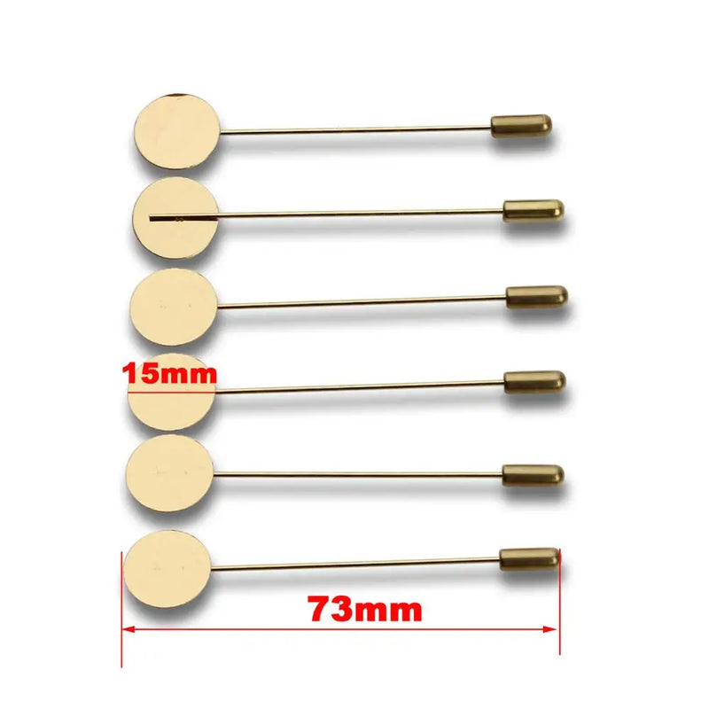 20pcs Safety Pin Brooch Base for DIY Jewelry with 15mm Flat Pad