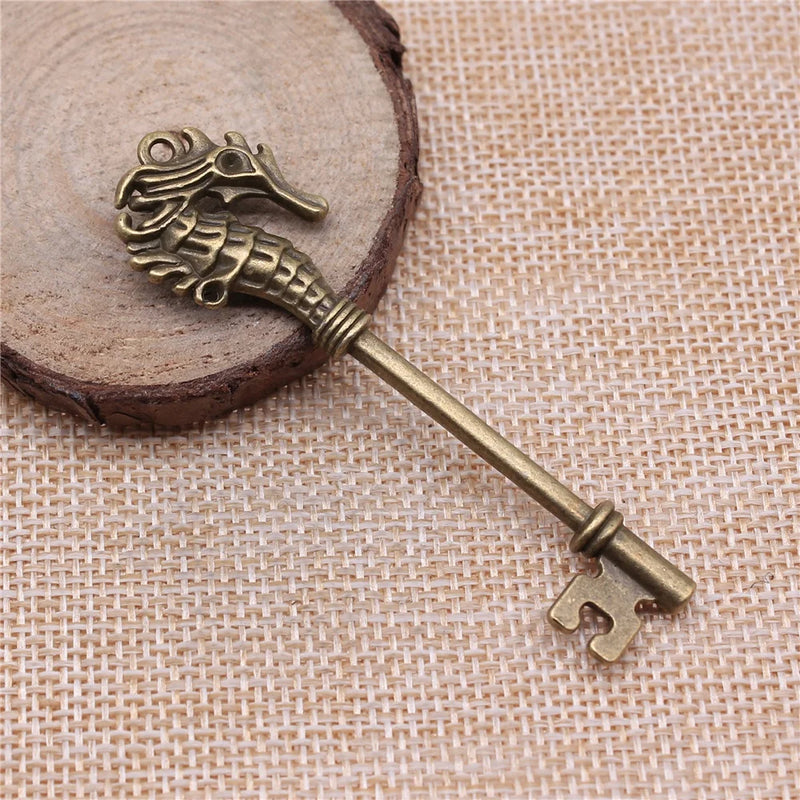 20pcs 72mm Antique Hippocampal Key Charm Pendant