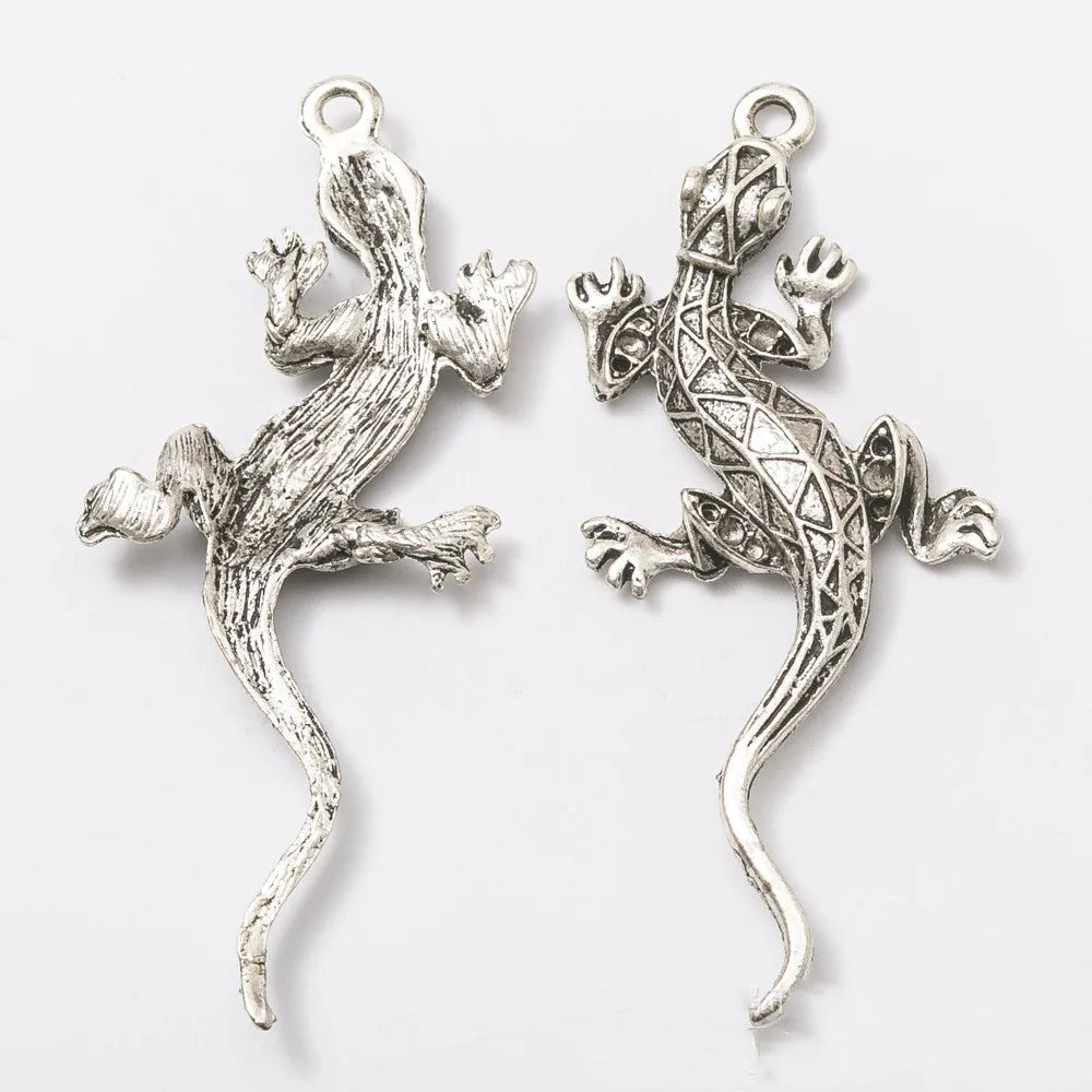 20pcs Antique Lizard Charms Vintage Pendants DIY Jewelry Making