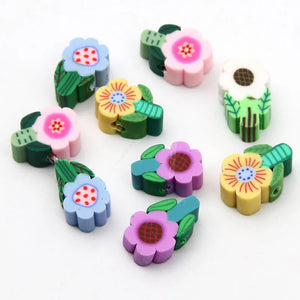 20pcs Flower Polymer Clay Beads Sunflower Spacer Beads Jewelry Making DIY