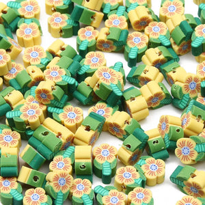 20pcs Flower Polymer Clay Beads Sunflower Spacer Beads Jewelry Making DIY