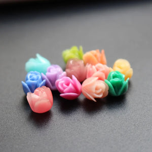 20pcs 7mm 3D Coral Beads Tulips Flower Multi-color for Jewelry DIY