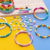 20pcs Colorful Square Beads Enamel Diamond Inlay for Bracelet Making