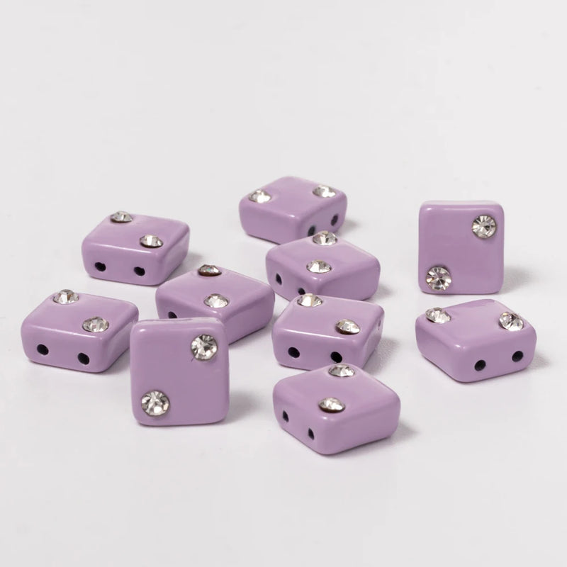 20pcs Colorful Square Beads Enamel Diamond Inlay for Bracelet Making
