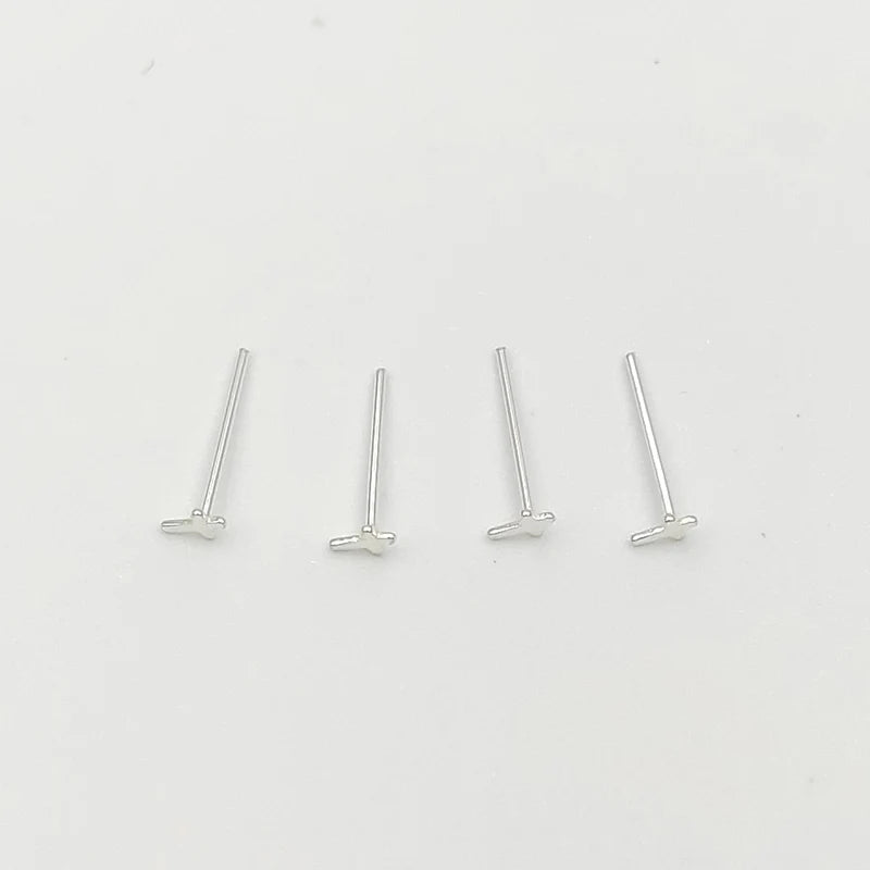 20pcs 925 Sterling Silver Cross Shape Nose Stud Piercings Nostril Straight