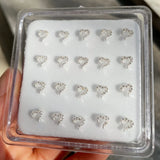 925 Sterling Silver CZ Inlaid Heart Nose Stud for Women