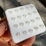 925 Sterling Silver CZ Inlaid Heart Nose Stud for Women