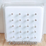 20pcs 925 Silver CZ Nose Stud Nostril Piercing Jewelry