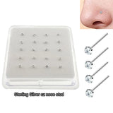 20pcs 925 Silver CZ Nose Stud Nostril Piercing Jewelry