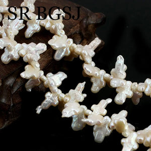 20pcs Cross Baroque Pearl Beads 9x14mm for Diy Earrings Pendant