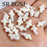 20pcs Cross Baroque Pearl Beads 9x14mm for Diy Earrings Pendant