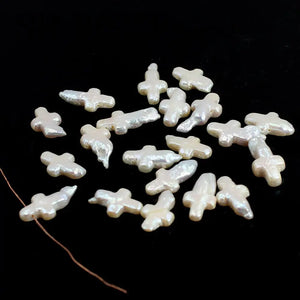 20pcs 9x14mm Cross Baroque Pearl Beads for DIY Earrings Pendant