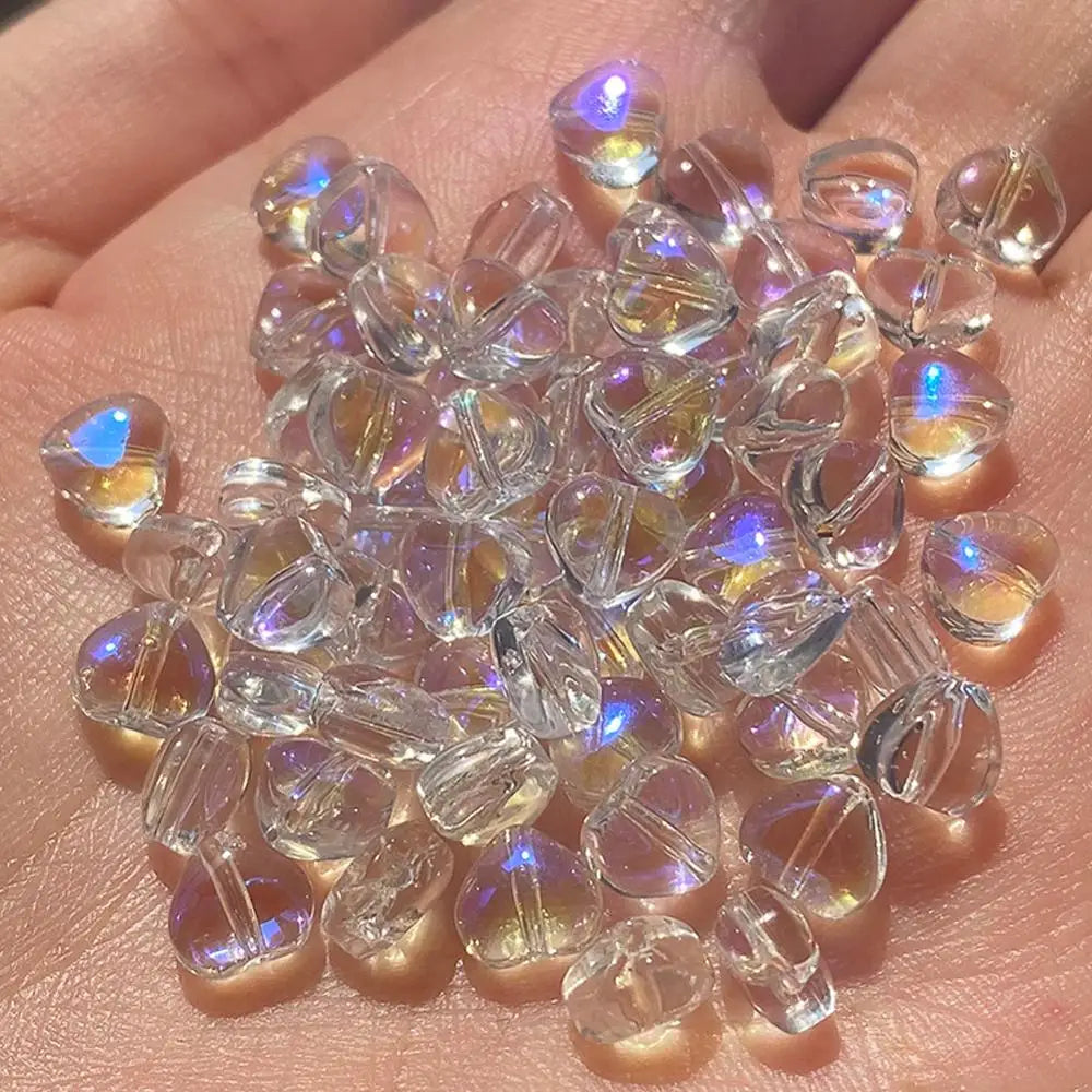 20pcs AB Star Heart Lampwork Glass Spacer Beads for Jewelry Making DIY