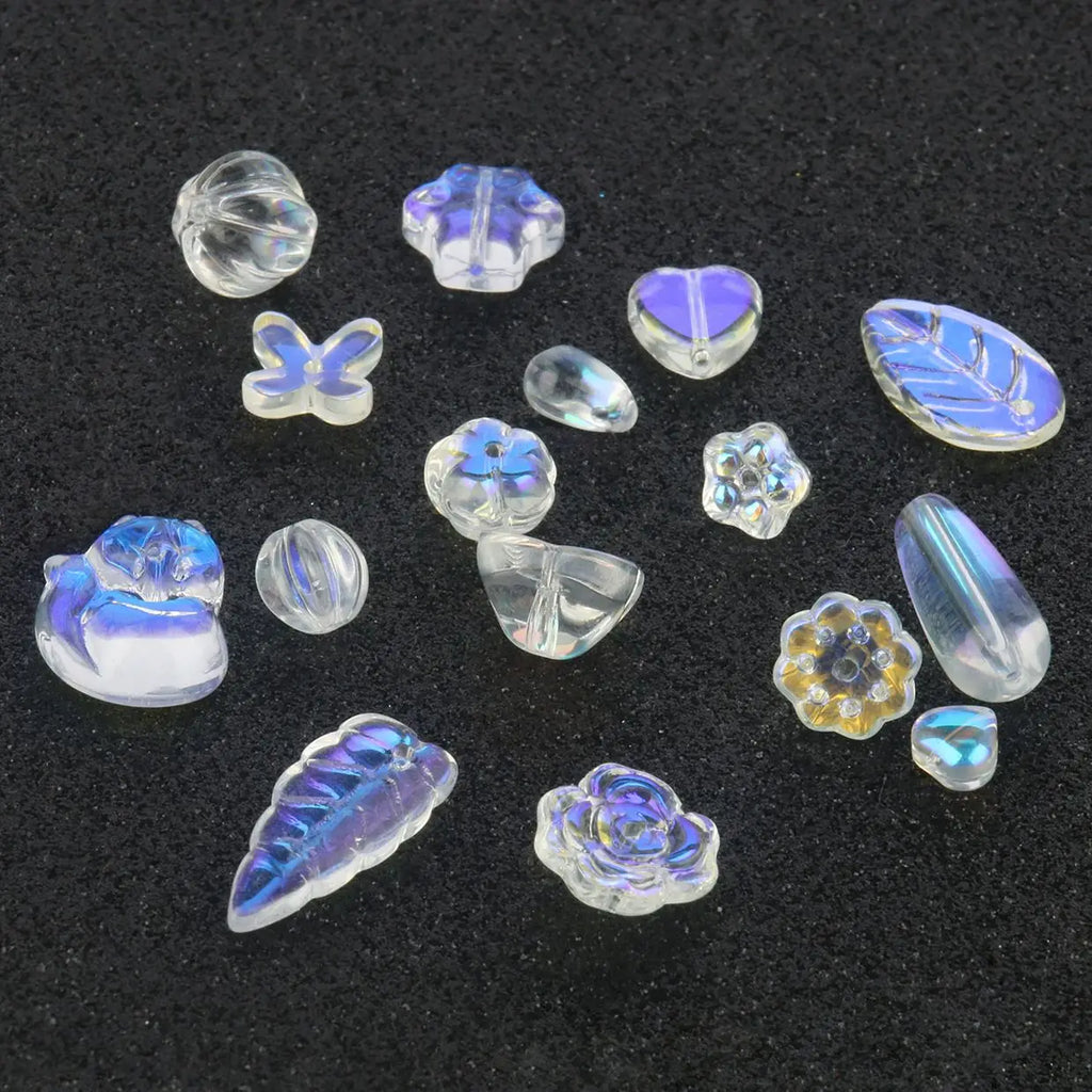 20pcs AB Star Heart Lampwork Glass Spacer Beads for Jewelry Making DIY