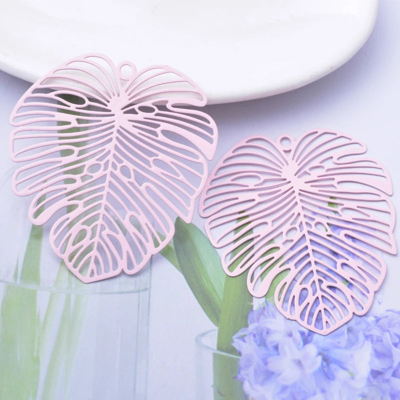 20pcs AB5390 Big Leaf Charms Filigree Pendant