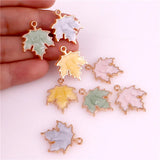20pcs Enamel Plant Maple Leaf Charms for Necklace Making