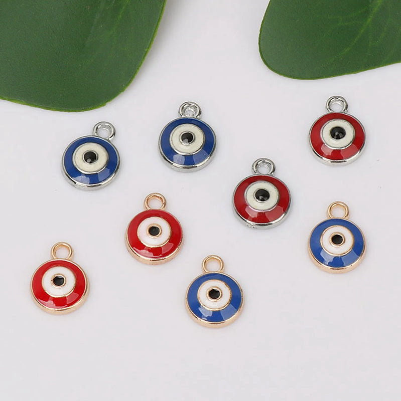 20pcs Alloy Enamel Red Eye Charms 10mm DIY Jewelry Making