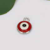 20pcs Alloy Enamel Red Eye Charms 10mm DIY Jewelry Making