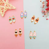 20pcs Alloy Heart Popsicle Enamel Charms Pendant for DIY Earring Jewelry 8*20mm