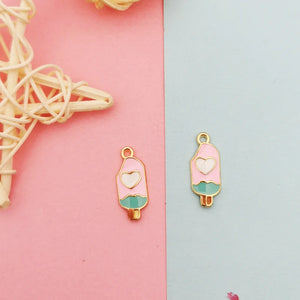 20pcs Alloy Heart Popsicle Enamel Charms Pendant for DIY Earring Jewelry 8*20mm