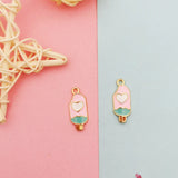 20pcs Alloy Heart Popsicle Enamel Charms Pendant for DIY Earring Jewelry 8*20mm