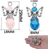 20pcs Angel Wing Dangle Charms Glass Teardrop Pendants for DIY Jewelry Making