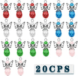 20pcs Angel Wing Dangle Charms Glass Teardrop Pendants for DIY Jewelry Making