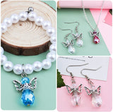 20pcs Angel Wing Dangle Charms Glass Teardrop Pendants for DIY Jewelry Making