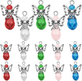 20pcs Angel Wing Dangle Charms Glass Teardrop Pendants for DIY Jewelry Making