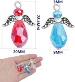20pcs Angel Wing Crystal Charms for DIY Necklace Bracelet Making, 5 Colors