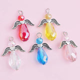 20pcs Angel Wing Crystal Charms for DIY Necklace Bracelet Making, 5 Colors