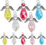 20pcs Angel Wing Crystal Charms for DIY Necklace Bracelet Making, 5 Colors