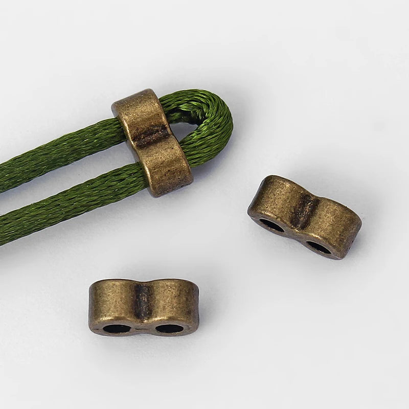 20pcs Antique Bronze Charms Double Hole Spacer Beads For 2mm Round Leather Cord