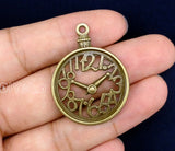 20pcs Antique Bronze Clock Charms Pendant 39x30mm