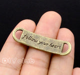 20pcs Antique Bronze Heart Charms Pendants 11x41mm