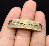 20pcs Antique Bronze Heart Charms Pendants 11x41mm