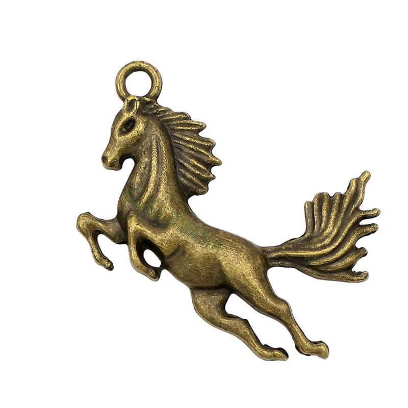 20pcs Antique Bronze Running Horse Charm Pendant 51x31mm