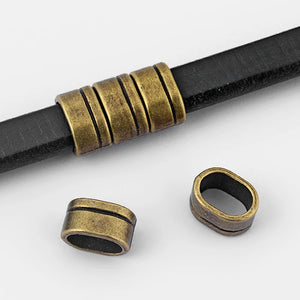 20pcs Antique Bronze Spacer Slide Beads for 10*6mm Licorice Leather DIY Jewelry