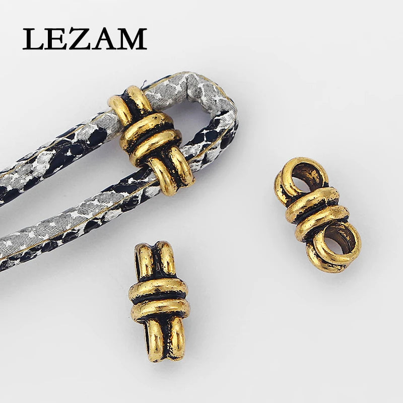 20pcs Double Hole Slider Beads Spacer 3mm Round Leather Cord Bracelet