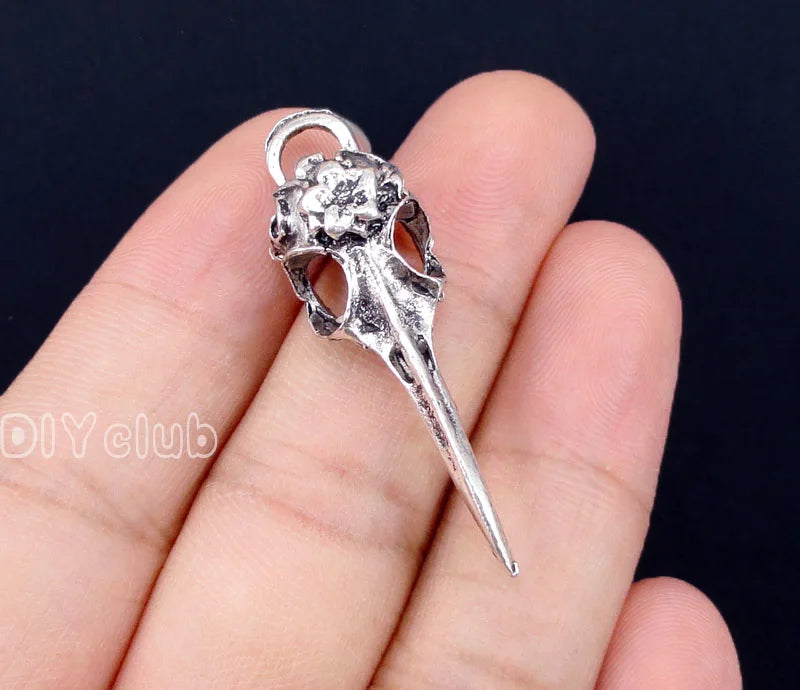 20pcs Tibetan Silver 3D Bird Skull Charms Pendant
