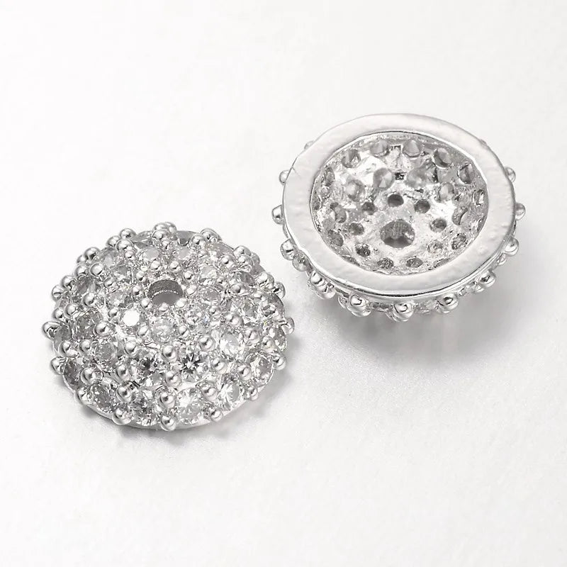 20pcs Brass Micro Pave Zirconia Bead Caps 8/11mm