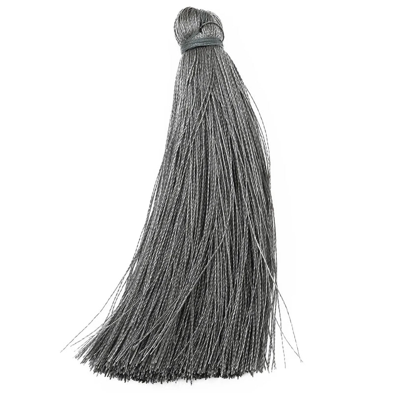 20pcs Dark Grey Silk Tassels for Jewelry Making DIY Craft Supplies