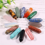 20pcs Natural Stone Pendulum Point Charms for Jewelry Making