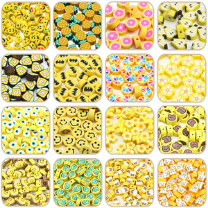 20pcs Cartoon Animal Smiley Polymer Clay Beads for Jewelry Making DIY